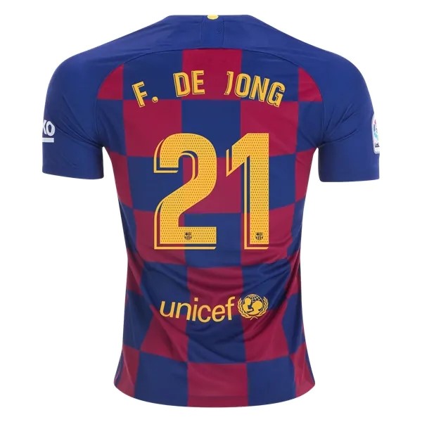 Trikot Barcelona NO.21 De Jong Heim 2019-20 Blau Rote Fussballtrikots Günstig